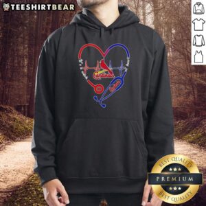 Alt Text: Hot St. Louis Cardinals hoodie featuring a stethoscope and heartbeat design, perfect for fans and healthcare lovers.