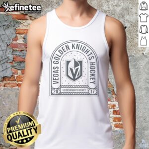 Alt Text: Stylish tank top featuring 'Awesome Vegas Golden Knights Hockey 2017' archway design, perfect for fans.
