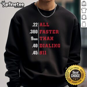 Cozy 'Top All Faster Than Dialing 911' sweatshirt featuring bold graphic design, perfect for casual wear and humor lovers.