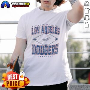 Alt Text: Official Los Angeles Dodgers MLB Cooperstown Diamond T-Shirt featuring team logo and vintage design on a stylish background.