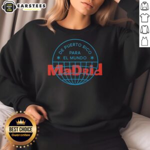 Alt Text: Official Bad Bunny DTMF Tour Merch Madrid 2026 sweatshirt featuring vibrant colors and stylish design.