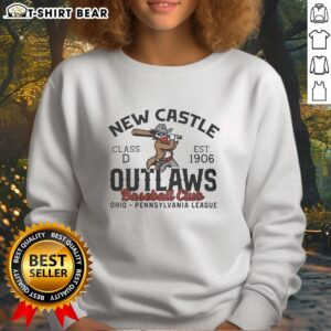 Top New Castle Outlaws Baseball 1906 sweatshirt featuring vintage design and team logo, perfect for baseball fans.