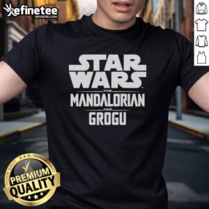 Alt Text: Hot Star Wars The Mandalorian and Grogu Letter T-Shirt featuring iconic characters in vibrant colors.