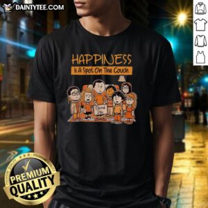Pretty Happiness Is A Spot On The Couch Eternal Dibs T-Shirt featuring a cozy couch design and vibrant colors, perfect for lounging.
