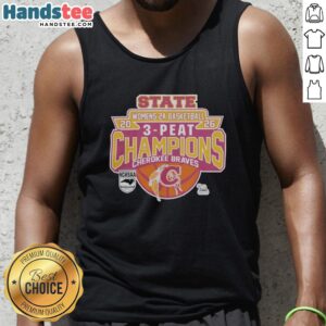 Official Cherokee Braves 2026 NCHSAA Women's 2A Basketball State Champions T-Shirt - Image 3
