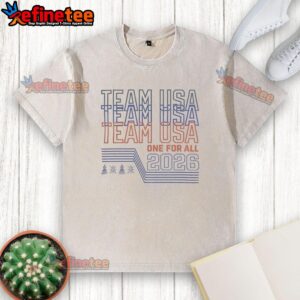 Alt Text: Premium Team USA One For All 2026 Sports Tournament graphic washed t-shirt for fans and athletes.