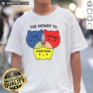 Top The Answer To Everything 42 cute t-shirt featuring a playful design and vibrant colors, perfect for fans of Douglas Adams.
