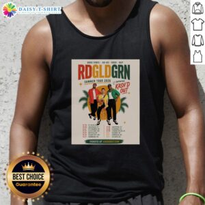 Top RDGLDGRN Good Vibes Go Go tank top for Summer Tour 2026 featuring vibrant colors and band logo design.