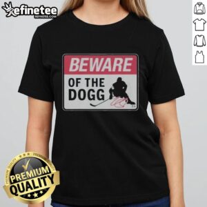 Premium Nathan MacKinnon Beware Of The Dogg Sign Ladies Tee featuring a stylish design for hockey fans.