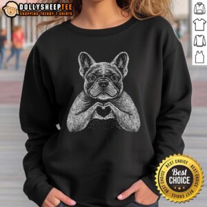 Cozy Nice French Bulldog Heart Amour Sweatshirt featuring a cute dog graphic, perfect for pet lovers and casual wear.