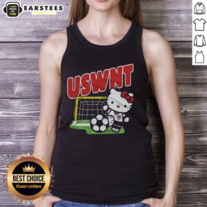 Alt Text: Cute Hello Kitty x USWNT kick tank top featuring a playful design, perfect for fans of soccer and stylish apparel.
