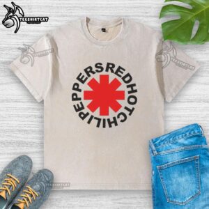 Nice Red Hot Chili Peppers logo on a stylish washed t-shirt, perfect for fans of the band and casual wear.