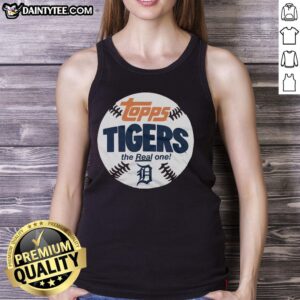 Nice Detroit Tigers MLB X Topps Baseball The Real One tank top featuring vibrant team colors and logo design.