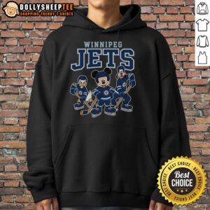 Pretty Winnipeg Jets Disney team ice hockey hoodie featuring vibrant graphics and a cozy design for fans.