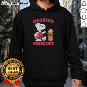 Good Snoopy and Woodstock Houston Rockets basketball hoodie featuring vibrant colors and playful design.