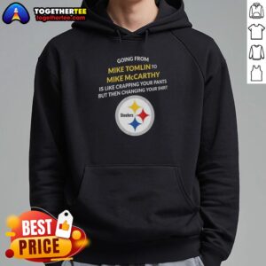 Stylish hoodie featuring a design celebrating Pittsburgh Steelers' transition from Mike Tomlin to Mike McCarthy.