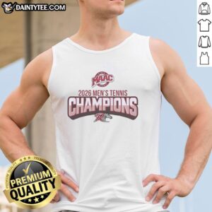 Alt Text: Original Rider Broncs Maac Men's Tennis Championship 2026 logo tank top featuring vibrant colors and sporty design.