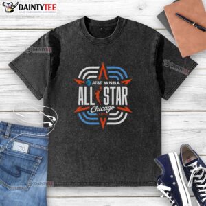 Premium WNBA All-Star Chicago 2026 washed t-shirt featuring vibrant team graphics and a comfortable fit for fans.