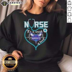 Hot Charlotte Hornets Nurse sweatshirt with a stethoscope-shaped heart design, perfect for NBA fans and healthcare workers.