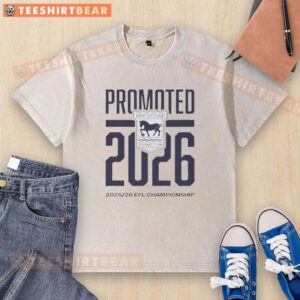 Top Ipswich Town FC 2026 Premier League washed t-shirt featuring the club logo and vintage design for fans.