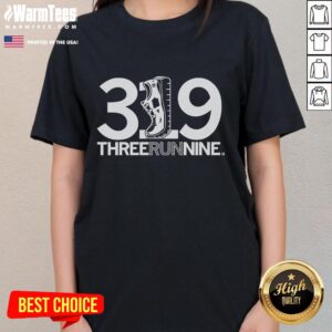 Alt Text: Premium Three Run Nine Ladies Tee in vibrant colors, perfect for active women seeking comfort and style.