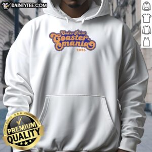 Alt Text: 2026 Cedar Point Coastermania hoodie featuring vibrant graphics and a comfortable fit, perfect for amusement park fans.
