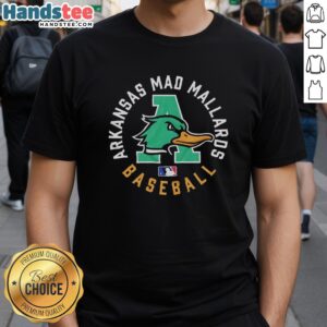 Good Arkansas Mad Mallards Baseball Logo T-Shirt featuring a vibrant duck logo and sporty design for fans.