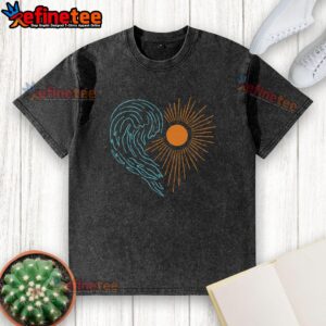 Pretty Ocean Heart Washed T-Shirt in soft fabric, featuring a vibrant ocean-themed heart graphic, perfect for casual wear.