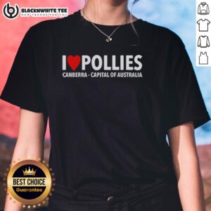 Heart-shaped 'Nice I Love Pollies' tee for ladies in Canberra, Australia, showcasing local pride and stylish design.