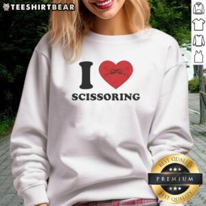 Good I Love Scissoring vintage sweatshirt in soft fabric, featuring bold text design and cozy fit for casual wear.