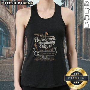 Good Harkonnen Hospitality Group tank top featuring a unique design, perfect for fans of the Dune universe and stylish comfort.