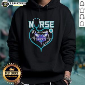Hot Charlotte Hornets Nurse hoodie featuring a stethoscope-shaped heart, perfect for NBA fans and healthcare heroes.