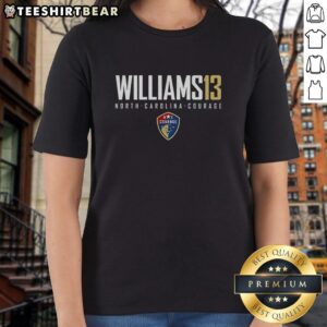 Alt Text: Pretty Ryan Williams 13 North Carolina Courage ladies tee featuring name and number design for fans.