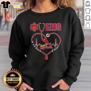 Alt Text: Stylish 'Hot St. Louis Cardinals Nurse Its A Work Of Heart' sweatshirt featuring a vibrant design perfect for fans.