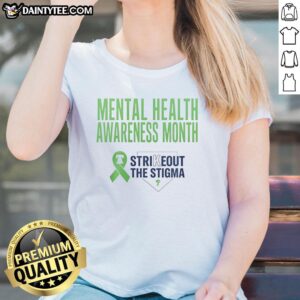 Good Philadelphia Phillies Strikeout the Stigma mental health awareness month ladies tee featuring vibrant team colors.