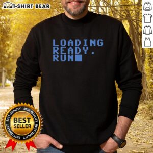 Alt Text: Official Loading Ready Run sweatshirt featuring a stylish design for fans of the popular gaming brand.