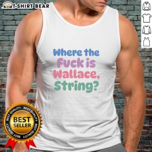 Awesome Where The Fvck Is Wallace String Tank Top in black, perfect for casual summer outfits and expressing unique style.