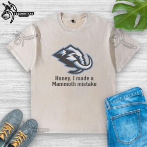 Premium Utah Mammoth Ice Hockey t-shirt with humorous 'I Made A Mammoth Mistake' graphic design for fans.