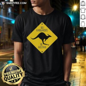 Alt Text: Awesome No Kangaroos In Austria logo T-Shirt featuring a fun design, perfect for animal lovers and unique fashion enthusiasts.