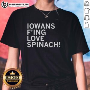 Alt Text: Original Iowans F Love Spinach Ladies Tee showcasing a fun design celebrating Iowa's love for spinach.