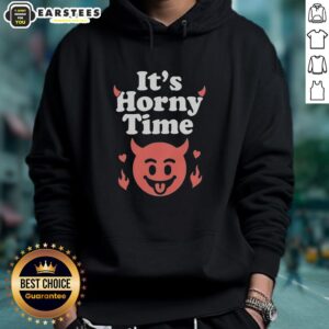 Funny Devil It's Horny Time Hoodie featuring a playful devil graphic, perfect for humorous casual wear.