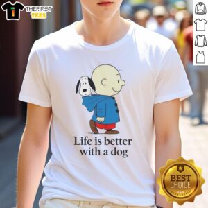 Alt Text: Original Snoopy and Charlie Brown Life Is Better With A Dog T-Shirt featuring iconic characters and vibrant design.