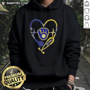 Milwaukee Brewers stethoscope heartbeat hoodie, showcasing a stylish design for fans and healthcare enthusiasts.