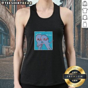 Two cute aliens relax on a strange planet, featured on a Nathan W. Pyle tank top, showcasing whimsical extraterrestrial art.