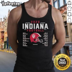 Official Indiana Hoosiers helmet football schedule 2026 tank top, featuring team colors and logo for fans and sports enthusiasts.