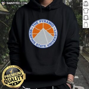 Alt Text: Premium Memphis State University basketball logo hoodie featuring a stylish pyramid design for fans and athletes.