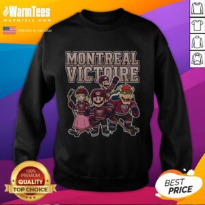 Pretty Montreal Victoire Super Mario Team ice hockey sweatshirt featuring vibrant graphics and a cozy design.