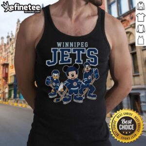 Winnipeg Jets Disney-themed ice hockey tank top featuring vibrant team colors and playful graphics for fans.