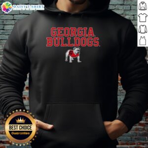 Awesome Georgia Bulldogs NCAA text logo stack mascot hoodie featuring bold graphics and vibrant colors.