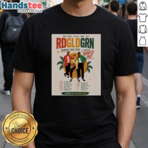Official Rdgldgrn Good Vibes Go Go Rock Rap Band Summer Tour 2026 T-Shirt featuring vibrant design and tour details.